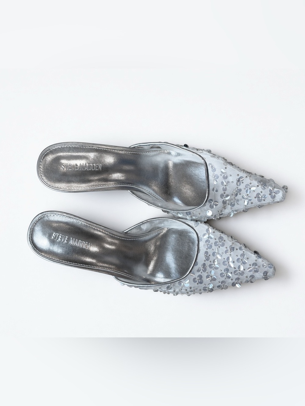 Steve Madden White Alexi Sequin Silver - Picture 11 of 14